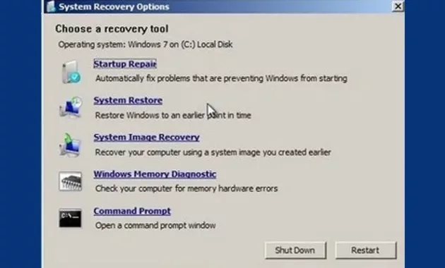 Menu Recovery Tool Untuk Memperbaiki Windows Yang Rusak