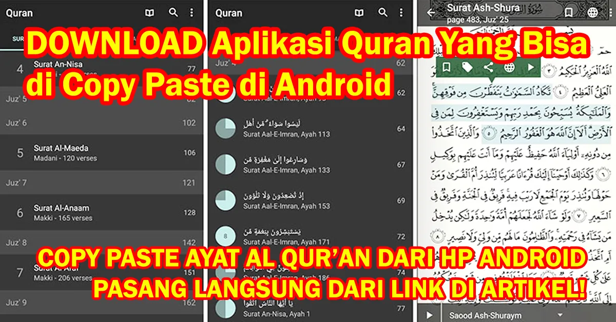 Aplikasi Quran Yang Bisa di Copy Paste