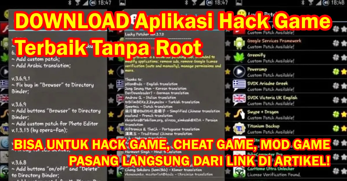 Aplikasi Hack Game Online dan Offline Terbaik Tanpa Root di HP Android