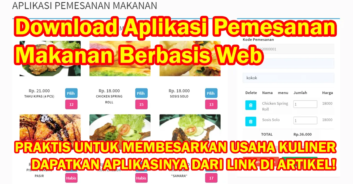 Download Aplikasi Pemesanan Makanan dan Minuman Online Berbasis Web
