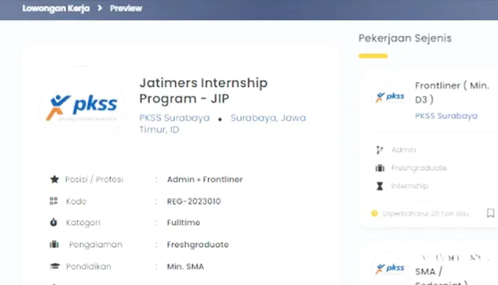 Sbypkss Com JIP BJTM Lowongan Kerja Untuk Fresh Graduate