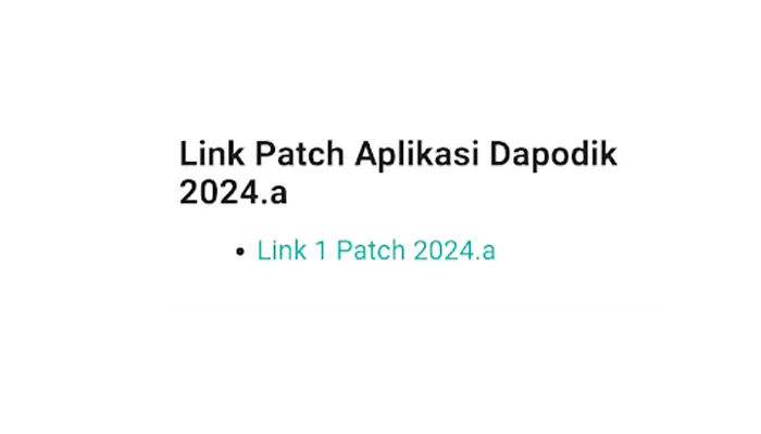 Update Patch Aplikasi Dapodik Versi 2024.a Untuk Semester Ganjil Tapel 2023/2024 Jenjang Paud, SD, SMP, SMA, SMK dan SLB